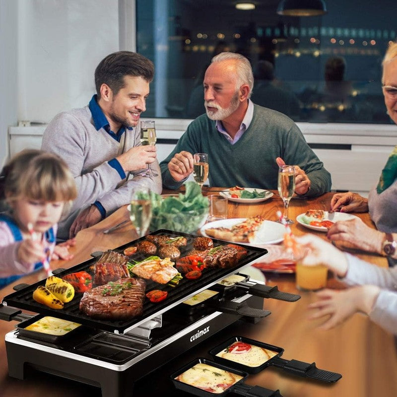 Electric Raclette Table Grill Korean BBQ 2 in 1 Nonstick Plate 8 Pans5