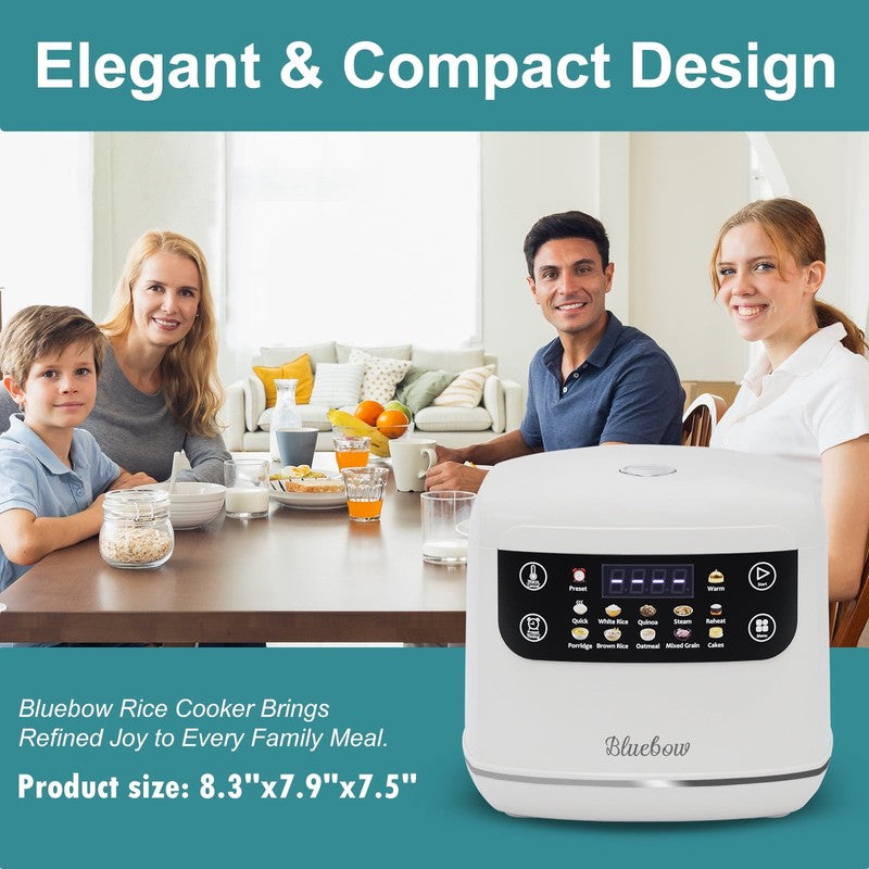 Digital Rice Cooker, 6 Cup/2.1Qt Small Rice Maker, 10 Presets, 24 Hour Delay Tim1
