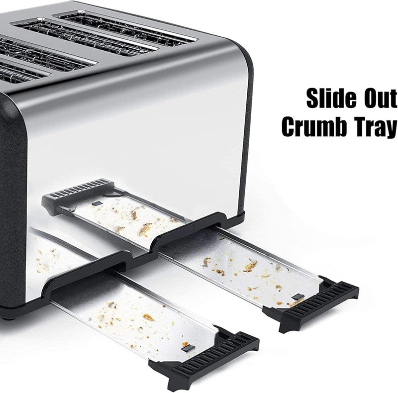4 Slice Toaster Gray - Stainless Steel, LCD Timer, Wide Slots, Dual Screen6