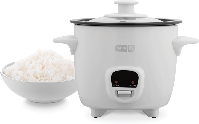 Mini Rice Cooker 2 Cup Steamer Nonstick Pot Keep Warm Function White10