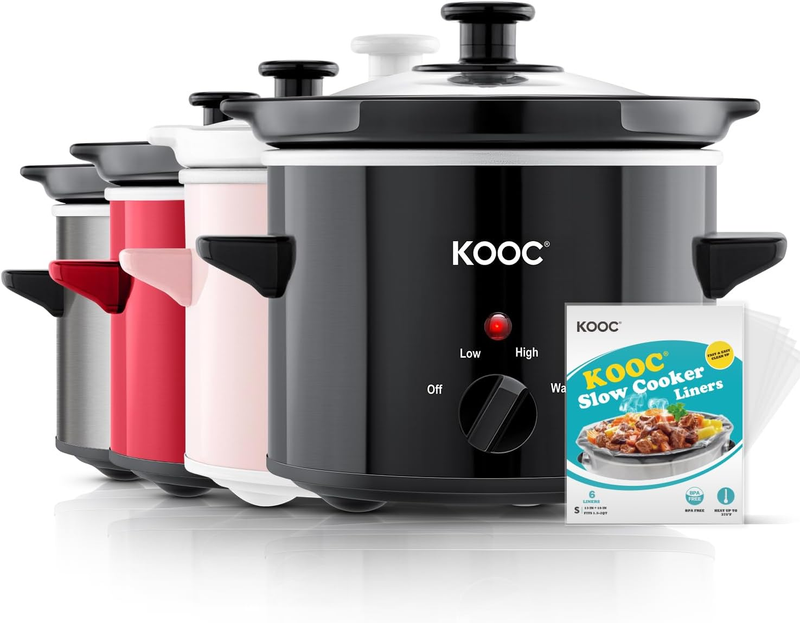 2Qt Small Slow Cooker Ceramic Adjustable Temp Stainless Steel Black0