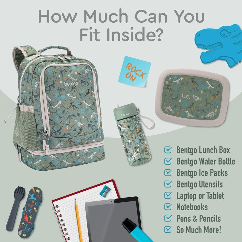 Kids Prints 2 In 1 Backpack & Insulated Lunch Bag   Dino Fossils3