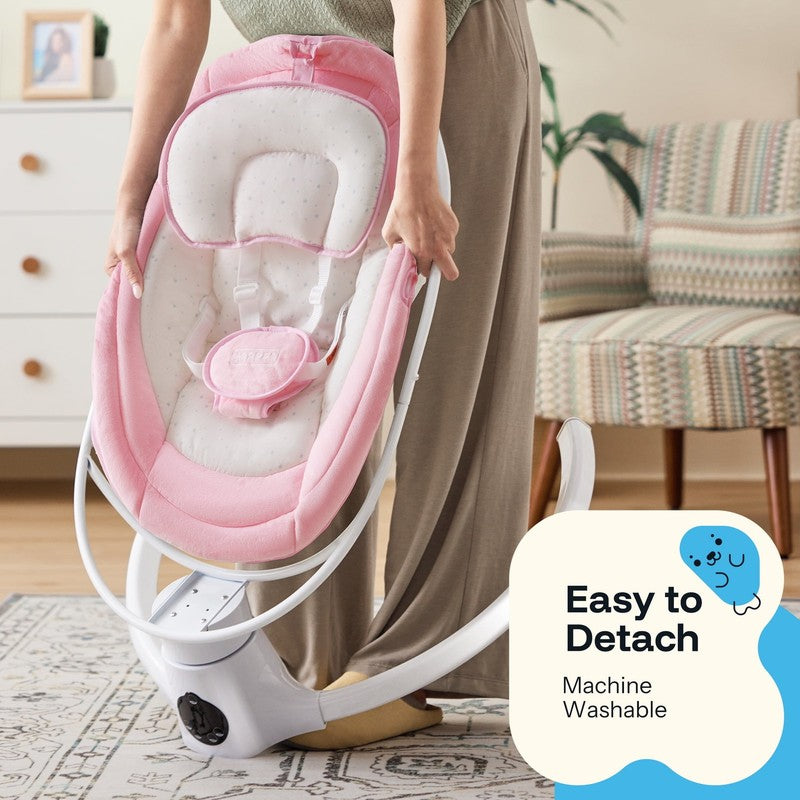 Baby Swing for Girl with Remote Control, 5 Sway Speed, 10 Lullabies, Pink3