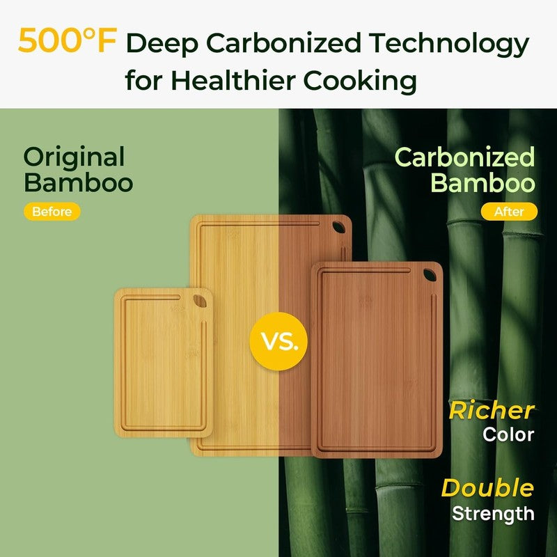 Bamboo Cutting Board with Juice Grooves & Handles, Durable Kitchen Board1