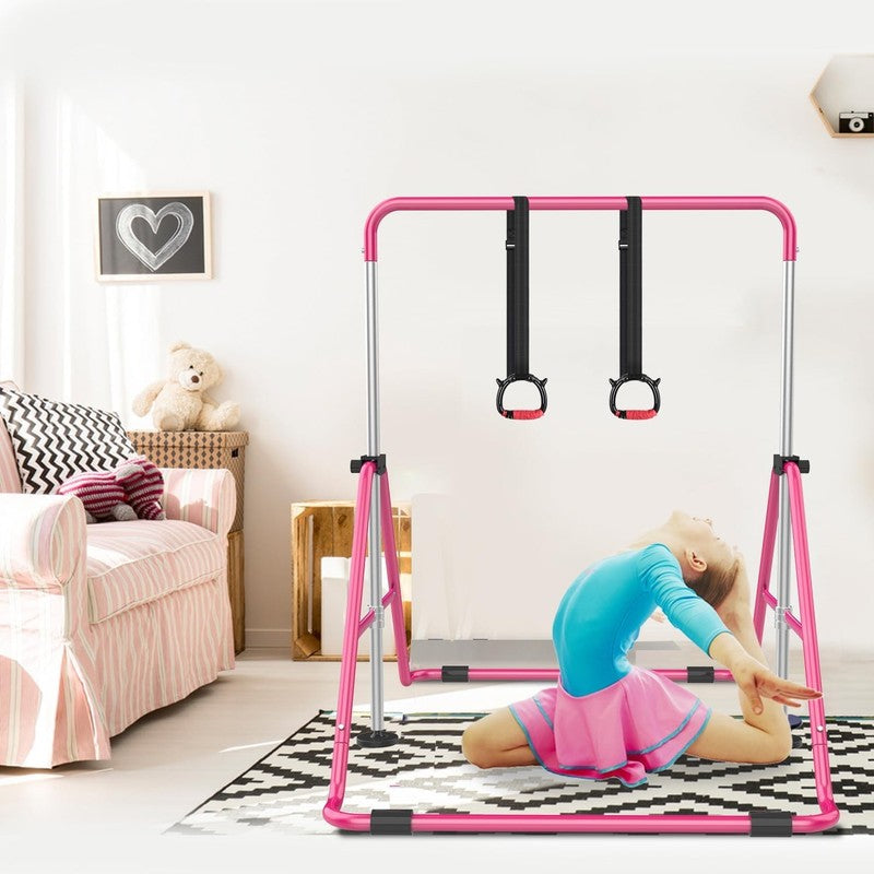 Kids Gymnastic Bars Adjustable Folding Training Kip Bar Expandable Home Use6