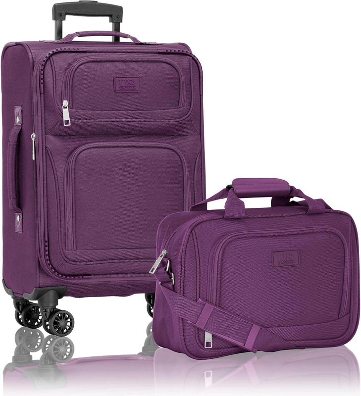 Purple Carry On Spinner Luggage Lightweight Softside 4 Wheel Suitcase0