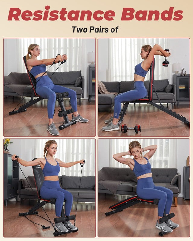 Adjustable Folding Weight Bench for Home Gym, Includes Resistance Bands7