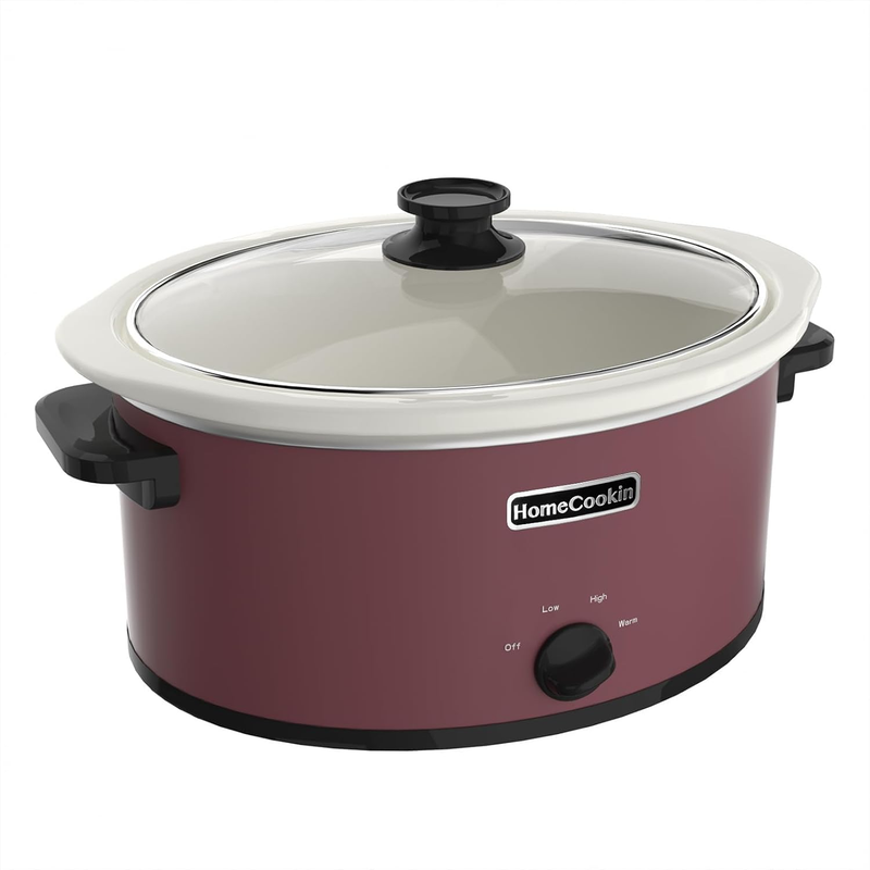 7Qt Oval Slow Cooker Manual 3-Setting Red Pot Food Warmer0