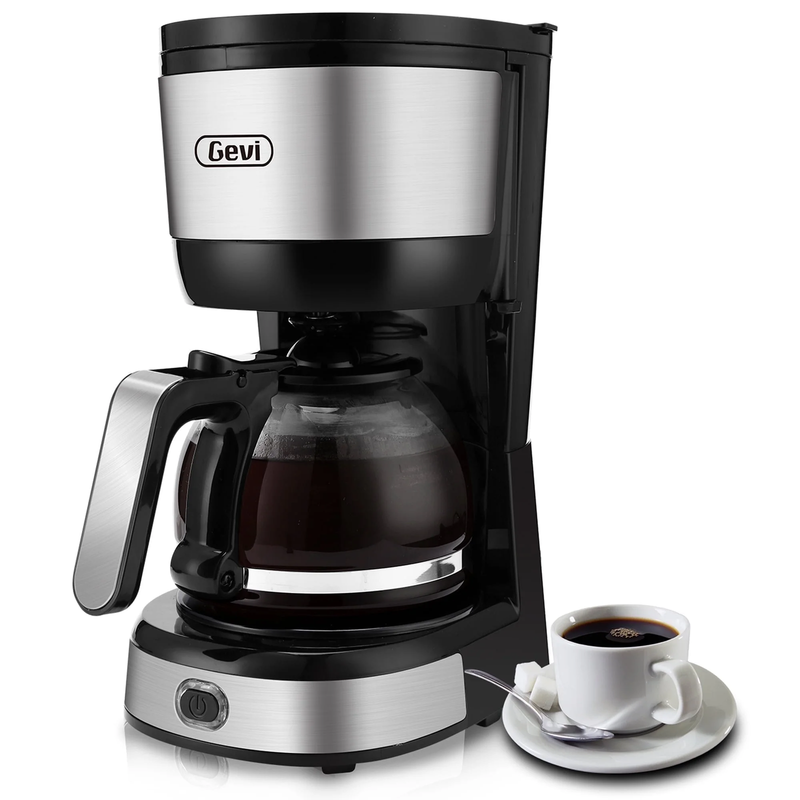 Compact 4 Cup Drip Coffee Maker Glass Carafe Cone Filter Stainless Steel Pot10