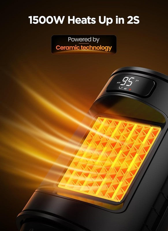 1500W Portable Electric Space Heater w/ Thermostat, Remote, 70° Oscillation1