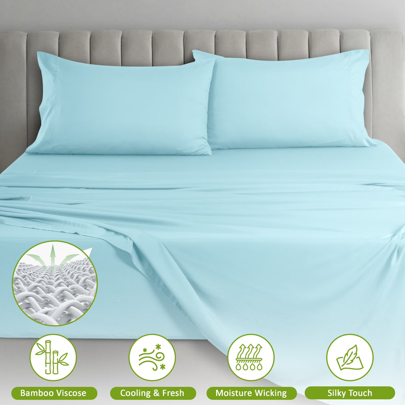 Rayon from Bamboo Blend Sheets Set Queen - 4 Piece Deep Pocket Bed Sheets Set, B5