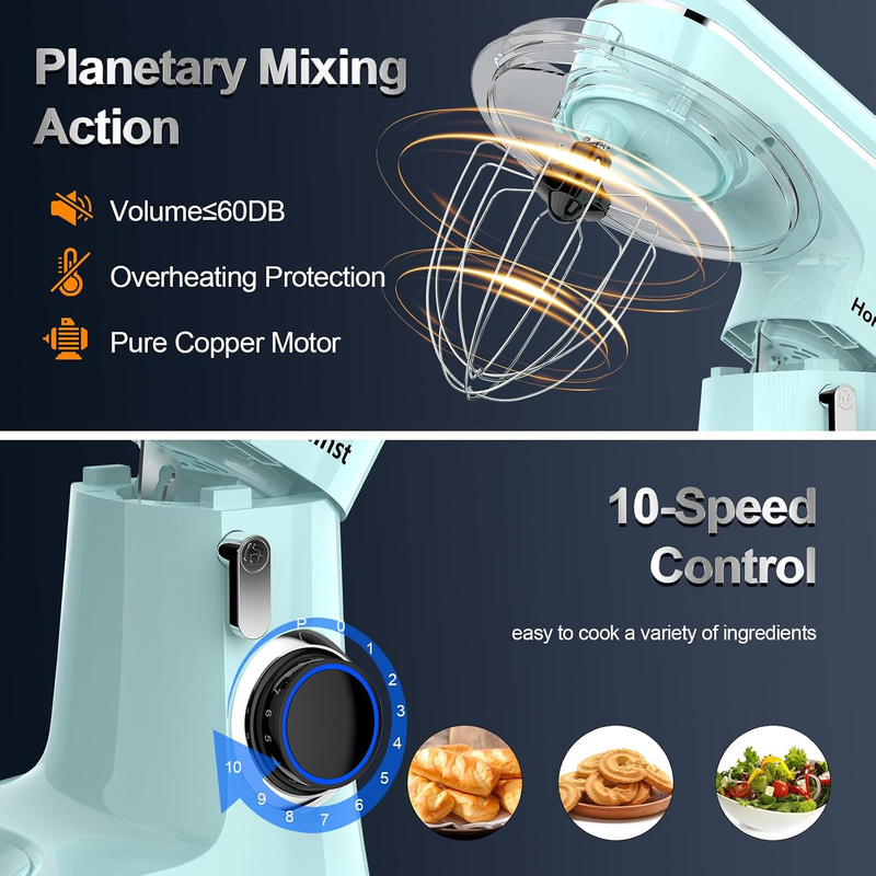 6.5QT Stand Mixer 10 Speed Tilt Head Kitchen Mixer with Bowl Dough Hook2