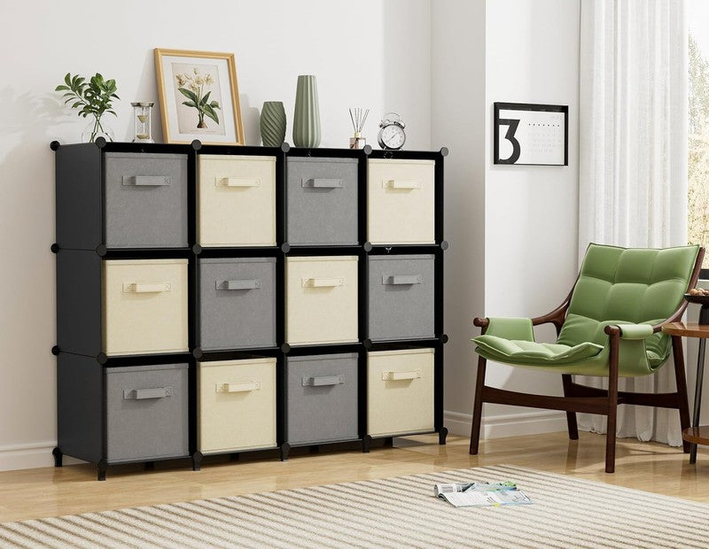 12 Cube Closet Organizer, Portable Storage Shelves for Clothes, Black4