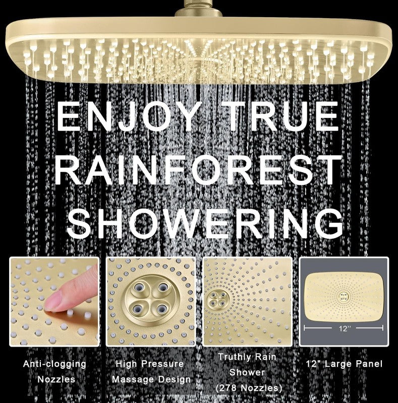 High Pressure Rain Shower Head w/ Handheld 10-Spray Combo Detachable Jets Gold2
