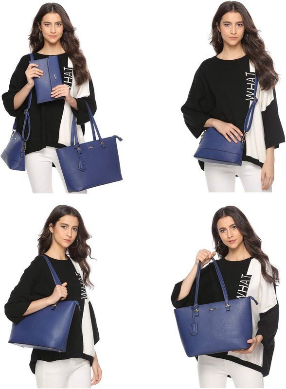 Women Fashion Synthetic Leather Handbag Set 4PCS Tote Shoulder Satchel Purse5