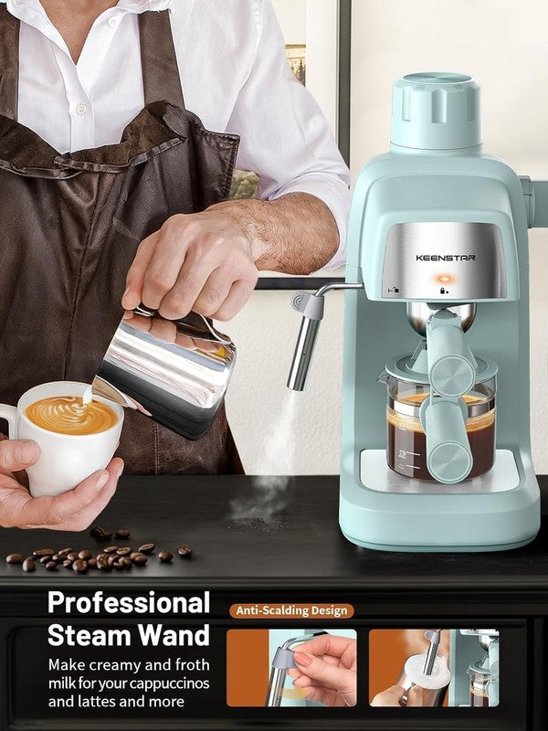 3.5 Bar Espresso Machine 800W 4-Cup Compact with Milk Frother2