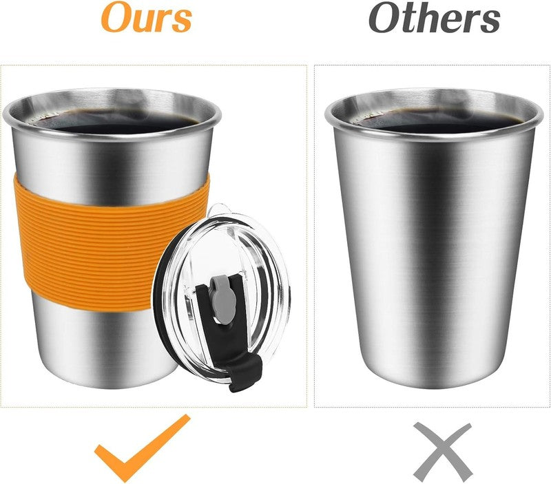 Kids Stainless Steel Cups 12oz w/ Lids Straws Sleeves Metal Drinking Reusable3