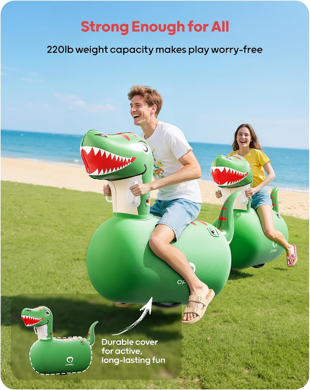 Inflatable Bouncy Dinosaur 2 Pack w/ Hand Pump Ride On Animal Toy 220lbs3