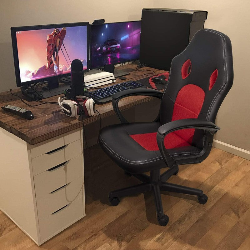 Ergonomic High Back Leather Gaming Chair   Adjustable Executive Office Seat, Red5