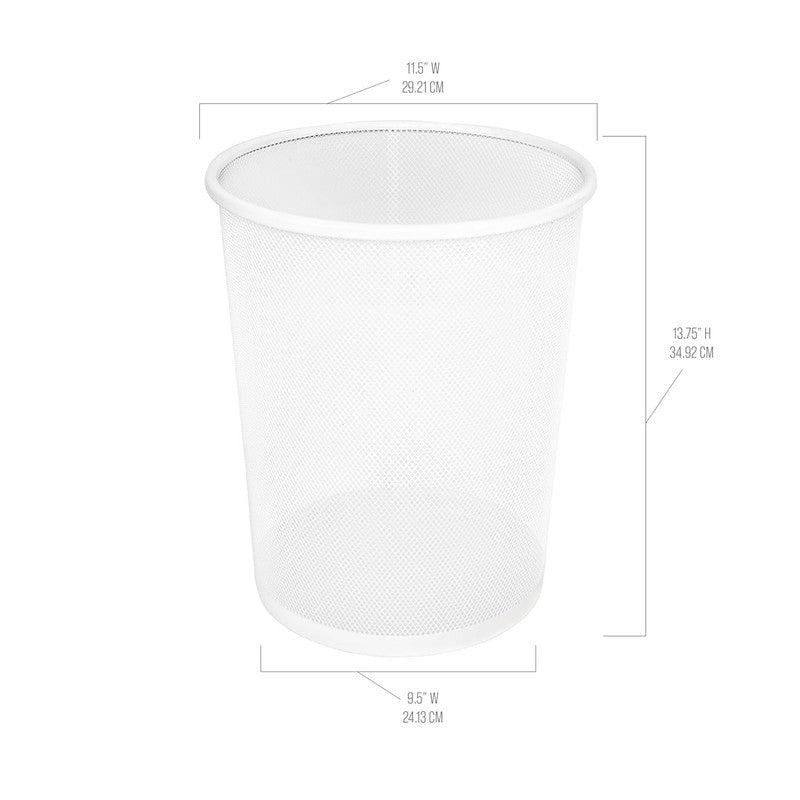 2-Pack 6 Gallon Steel Mesh Trash Cans, White Round Wastebaskets for Home/Office2