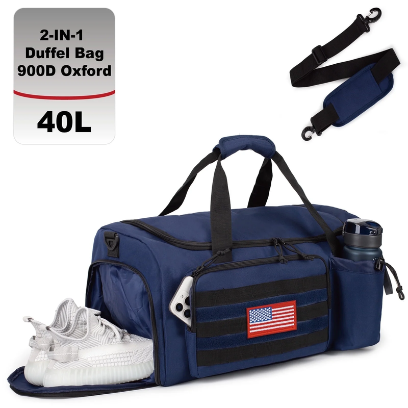 2 In 1 Gym Duffle Bag 40L Convertible Travel Bag Shoes Compartment Luggage0