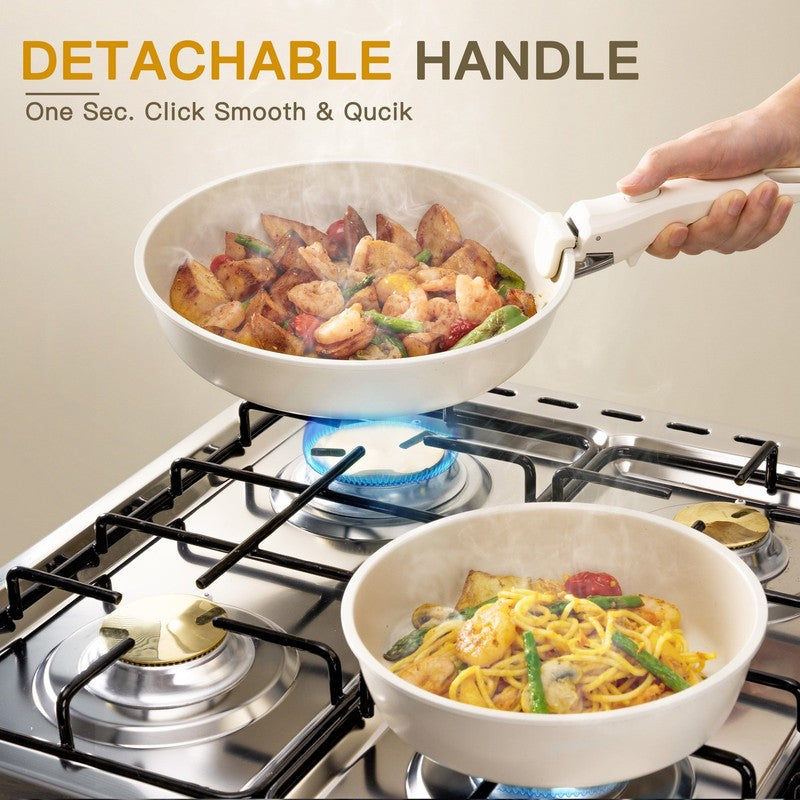 20 Piece Pots and Pans Set Non Stick, Cookware Set with Detachable Handle, Oven 4