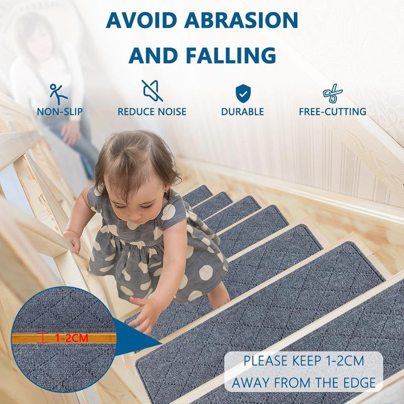 Stair Treads for Wooden Steps Indoor, 15 Pack 8" X 30" Non Slip Carpet Stair Tre4