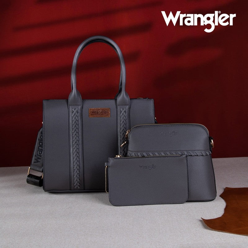 Wrangler 3Pcs Handbags Set Tote Bag & Medium Crossbody Purse & Wallet, Grey5