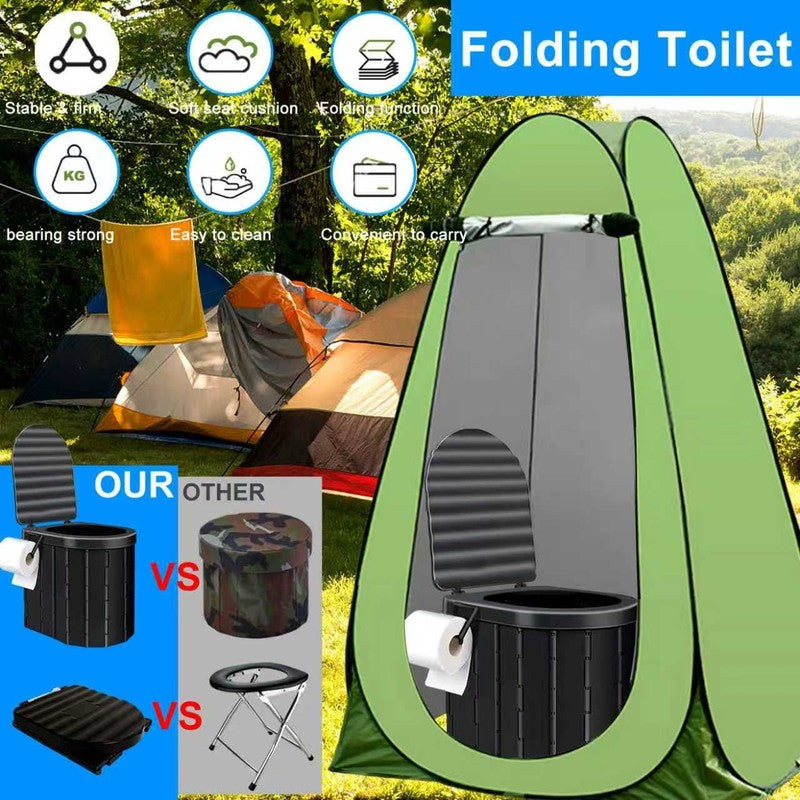 Portale Foldable Camping Toilet Set with Privacy Tent, Black3