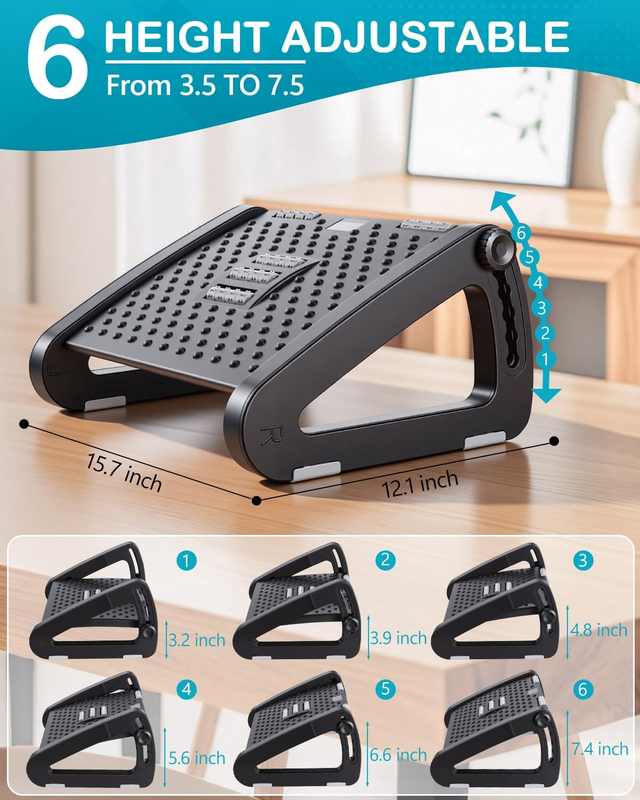 Under Desk Foot Rest Ergonomic Adjustable Stool Massager Office Support Chair1