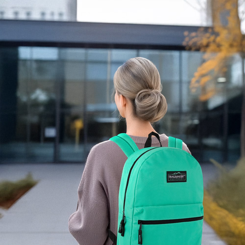 17" Solid Color Backpack Mint Green Work Office Travel Bag5