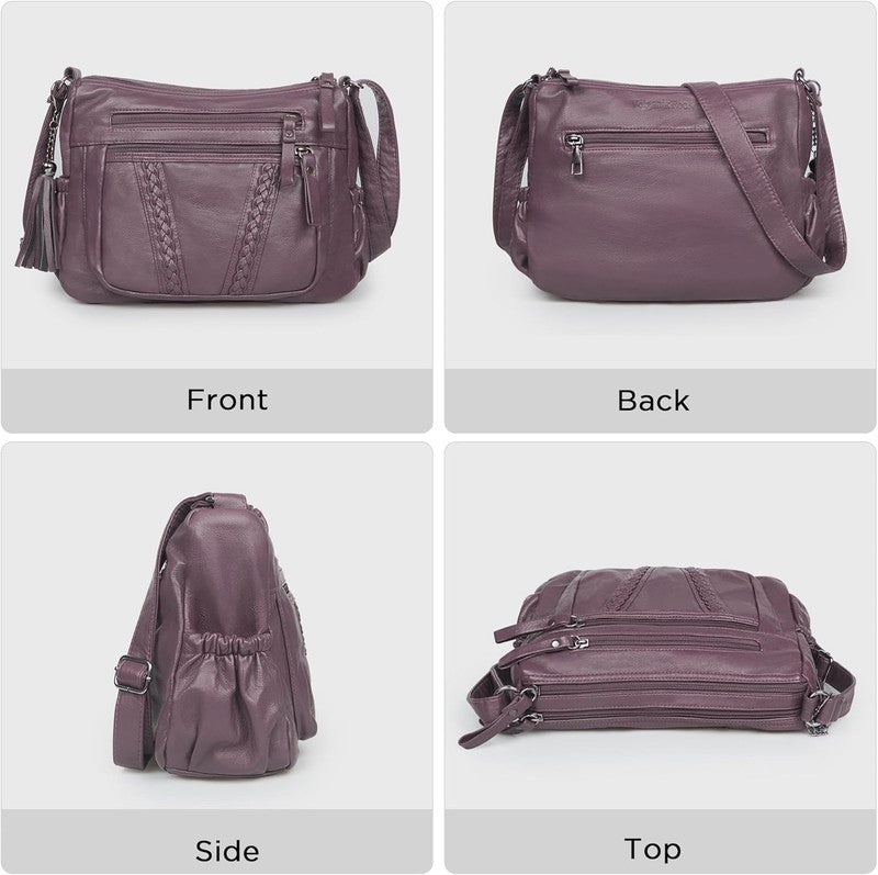 Women Crossbody Bag Tassel PU Leather Shoulder Handbag Purse Pocketbook3