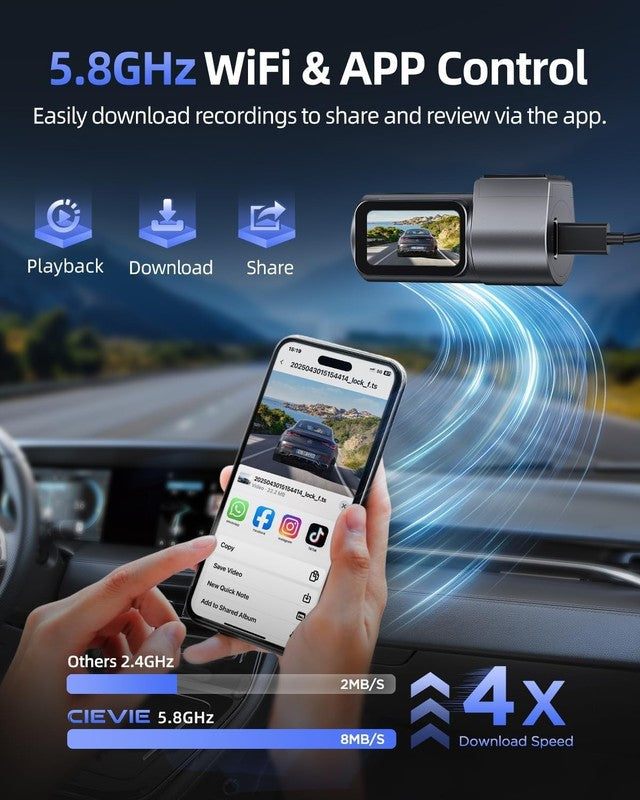 4K Dash Cam Front Mini 360° w/ 64GB Card 5G WiFi WDR Night Vision 170° Car Cam4