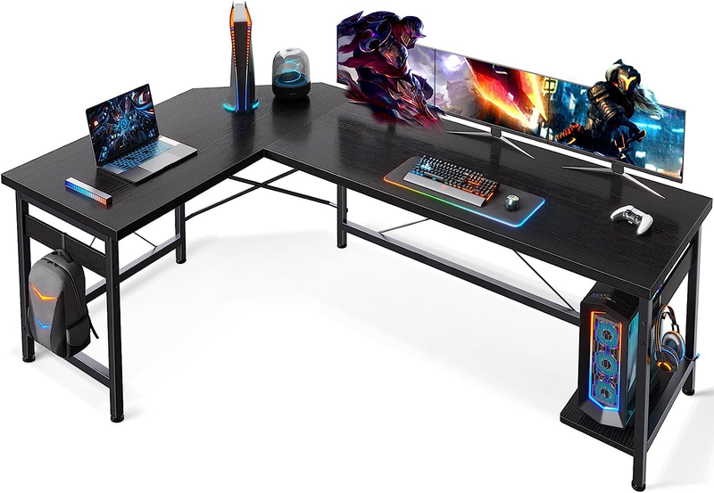 66'' L Shaped Gaming Desk Corner Computer Desk Home Office Writing Desk Black10