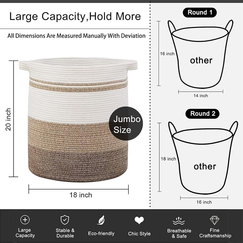 80L Laundry Hamper with Handles, Woven Storage Basket for Clothes, Toys, Blanket4