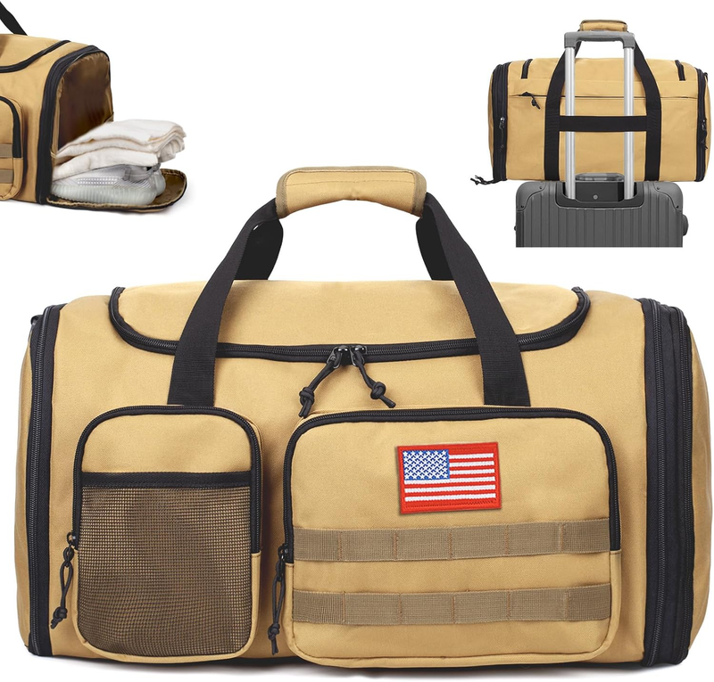 52L Tactical Expandable Duffle Bag Gym Travel Weekender Wet Pocket Carry On10