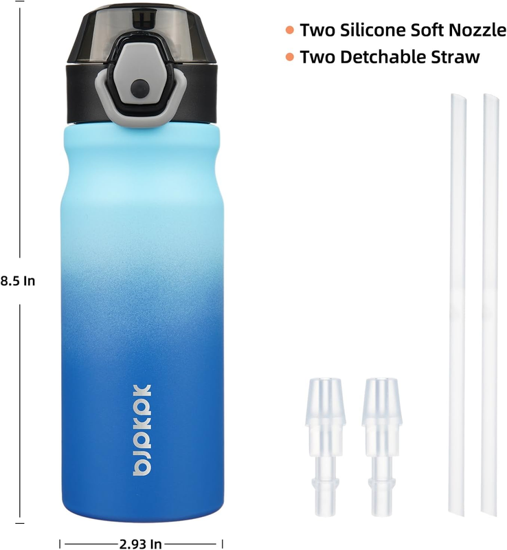 18oz Insulated Water Bottle Stainless Steel Straw Leakproof Sky Blue3