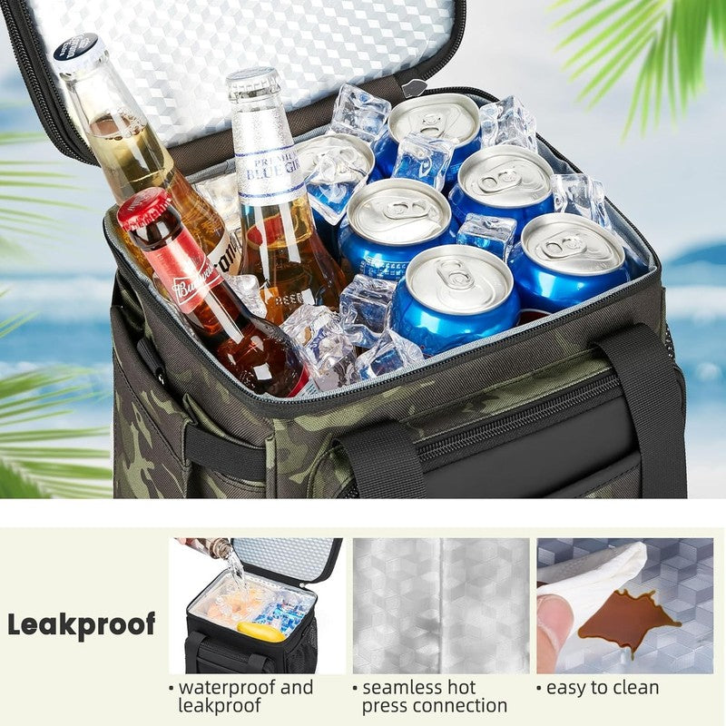 Insulated Lunch Bag & Box 15L Double Deck Reusable Cooler Tote Leakproof Camo4