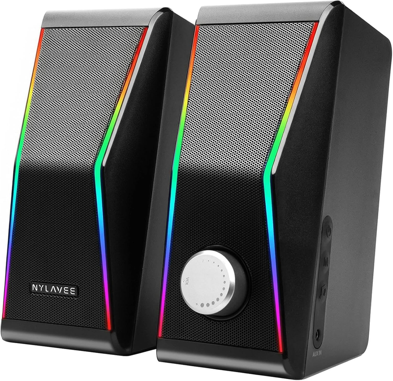HiFi PC Speakers Bluetooth 5.0 14W RGB 3.5mm Aux EQ Desktop Laptop PS5 Xbox8