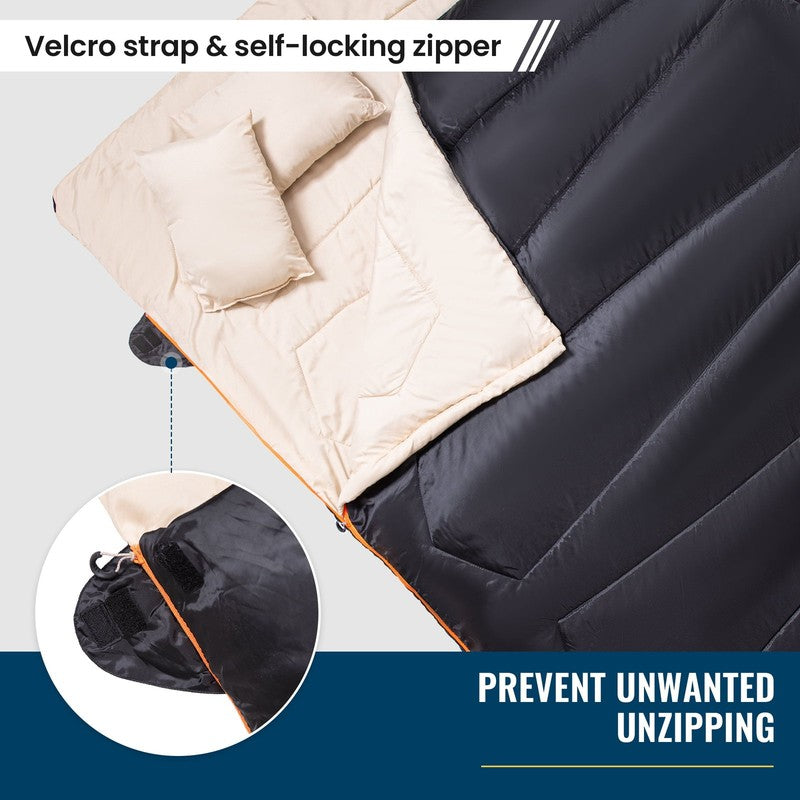 2 Person Sleeping Bag with Pillows for Adults Black Double Camping Sleeping Bags9