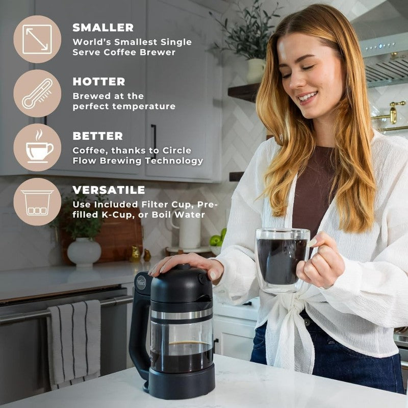 Micro Café Single Serve Coffee Maker K Cup Compatible Glass Carafe White1