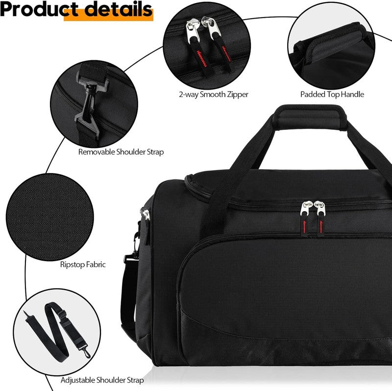 55L Large Gym Duffle Bag for Men Black Durable Travel Workout Sports4