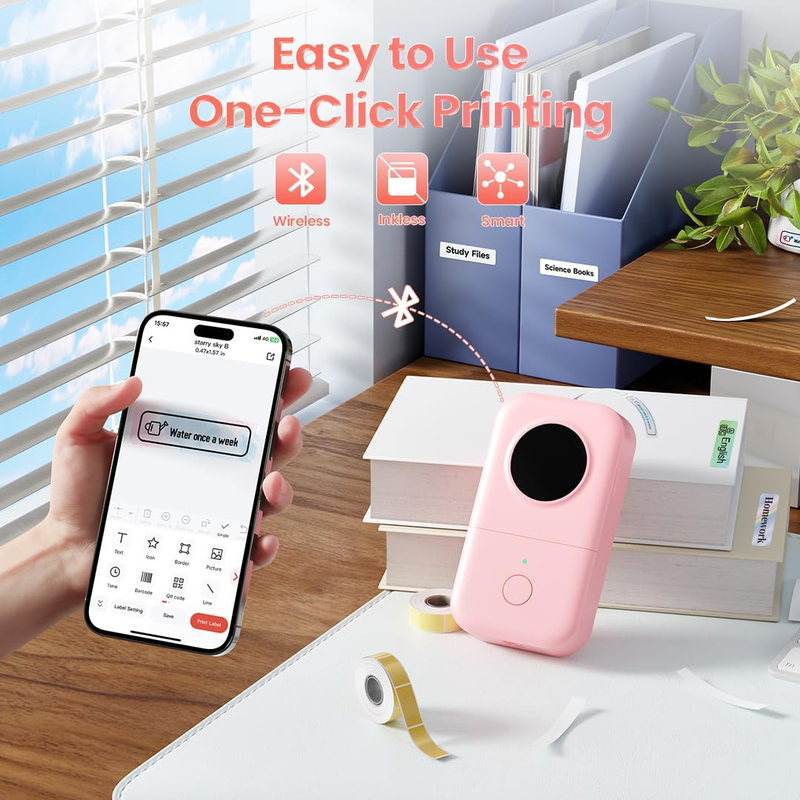 D30 Bluetooth Label Maker w/ 3 Tapes Thermal Printer Rechargeable2