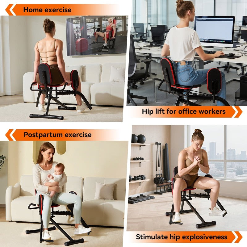 Home Gym Hip Abductor Machine Glute Leg Trainer 6-Level Resistance 440lb Max Red5