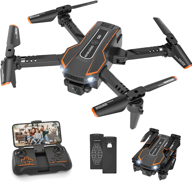 Mini Drone for Kids w/ 1080P Camera, FPV RC Toy, 2 Batteries – Black Gift7