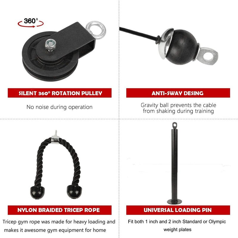 LAT Pull down and Lift Weight Pulley System Cable Machine Pulley Attachment for 4