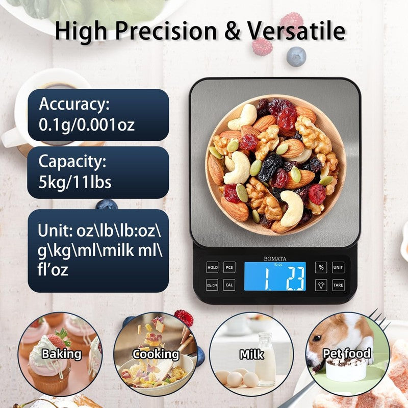 Large Kitchen Scale with 0.1G/0.001Oz High Precision, 5Kg/11Lb Bakery Scale With1