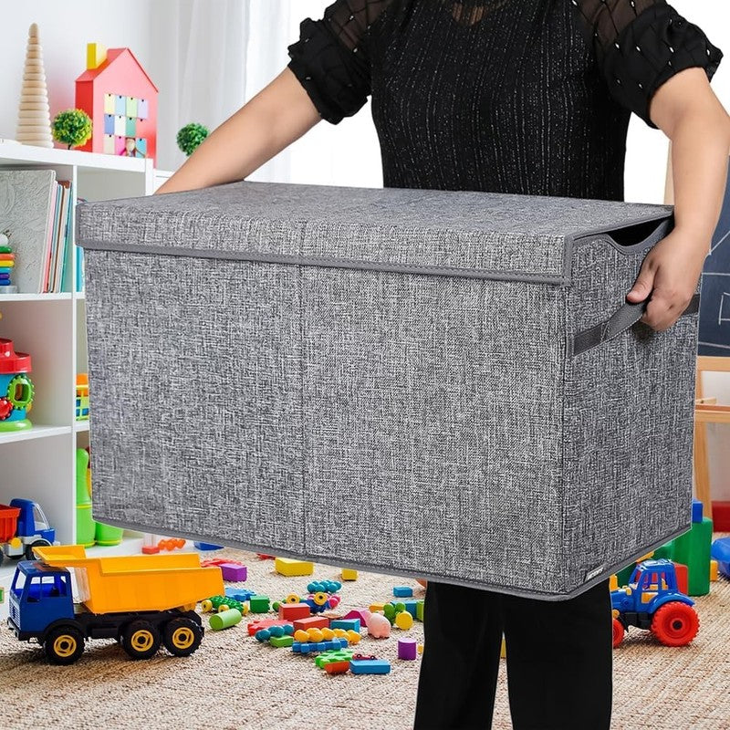 Toy Box Chest Collapsible Kids Storage Bins Extra Large Organizer Linen Gray5