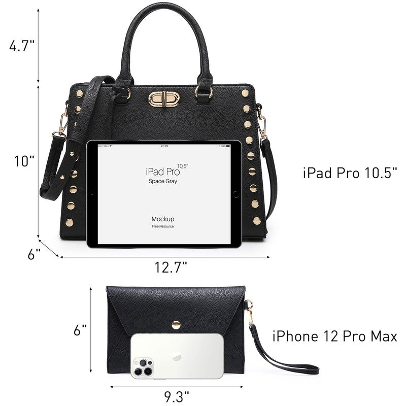 Women Handbag Satchel Shoulder Tote Work Bag with Matching Wallet3