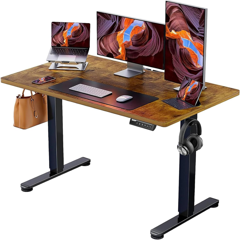 Vintage Brown Height Adjustable Electric Standing Desk - 48"x24"10